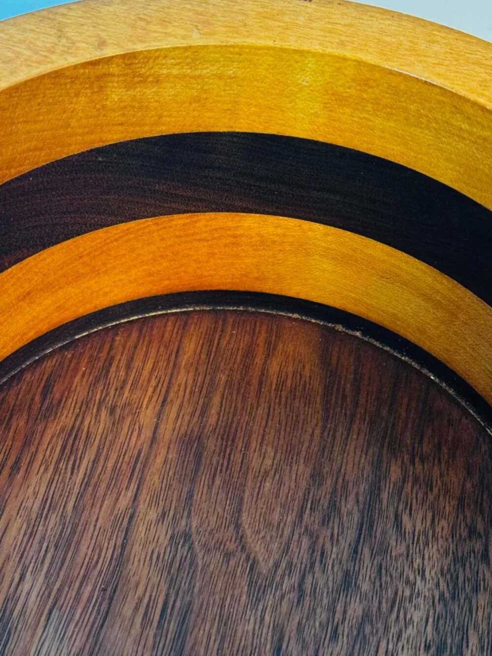 Handmade Turned Wood Round Box 7x7 Trinket Box with Lid 4 Layer Cabin READ